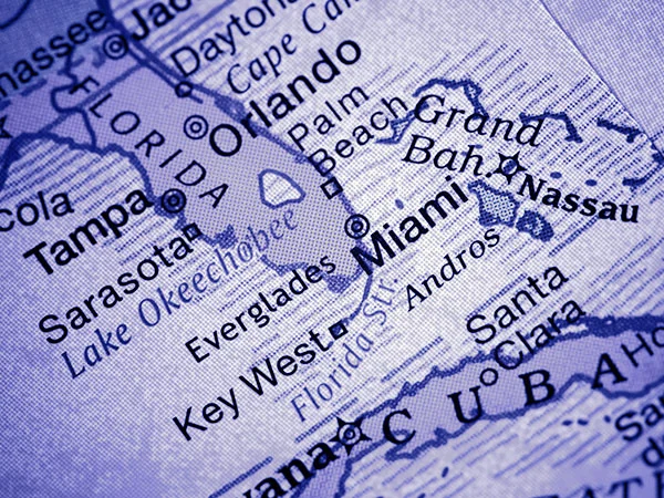 Map of Florida and nearby islands